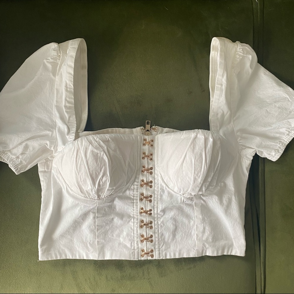 WHITE FOX HOOK & EYE BUSTIER MILKMAID CROP